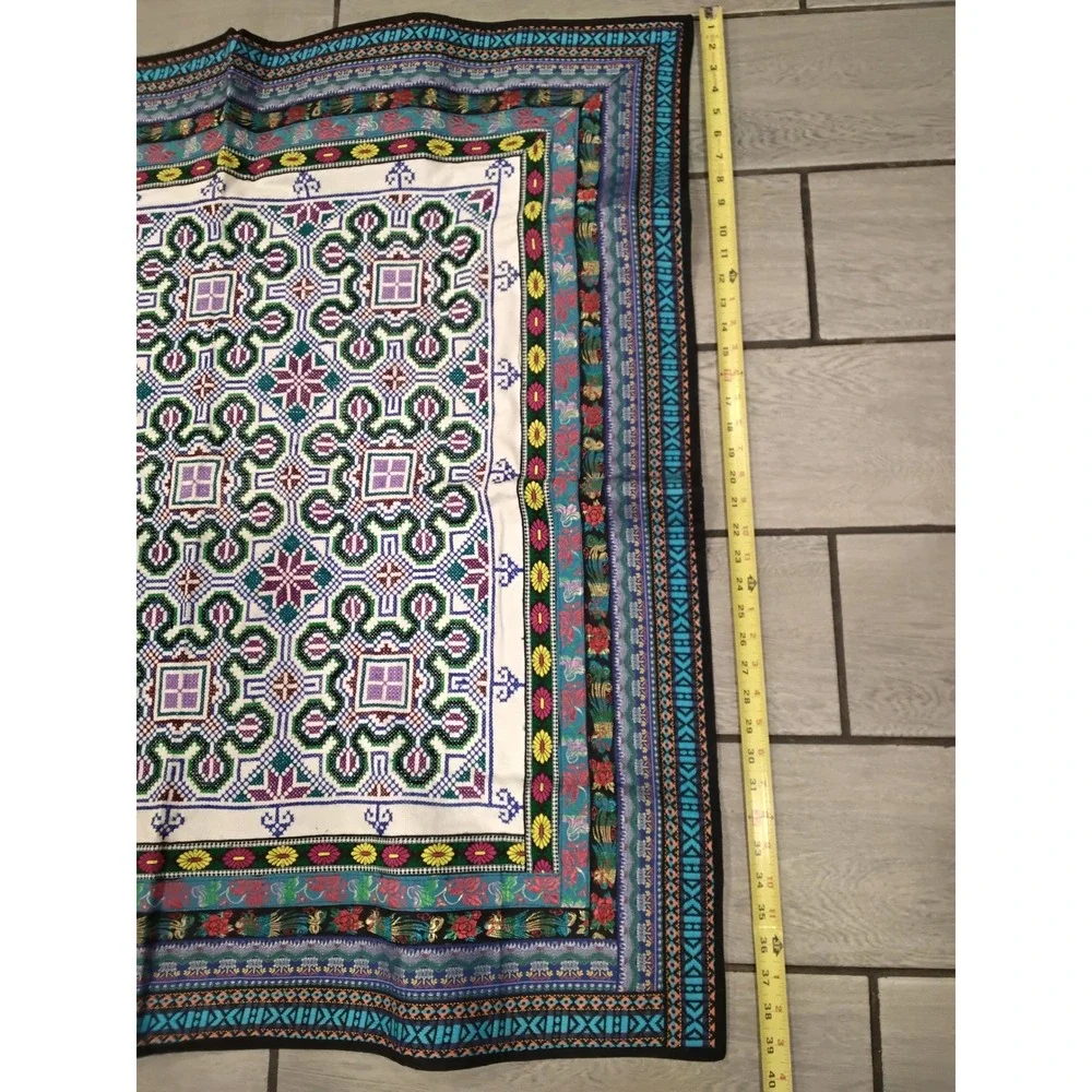 Boho‎ Embroidered Square Textile Wall Hanging / Table  ~ Multicolor ~ 40